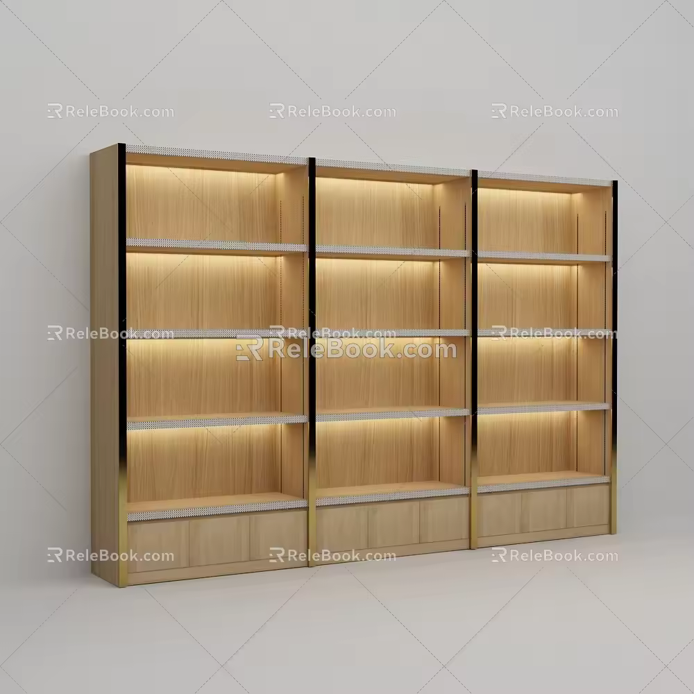 Wooden single-sided red wine and white wine display cabinet with light 3d model