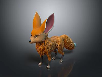 Fantasy Fox Character With Large Ears Orange Fur And Fluffy Tail 3d model