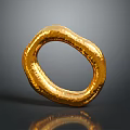 Golden Rough Textured Ring On Dark Background With Fantasy Character And Mythical Creature