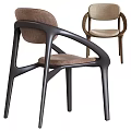 Modern Single Chair With Curved Dark Frame And Brown Upholstered Comfortable Cushion