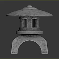 Traditional Stone Lantern Outdoor Furniture With Umbrella Shaped Top And Arched Base