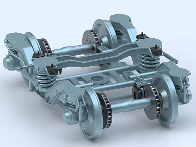Heavy Duty Vehicle Chassis System with Metal Frame Coil Springs and Wheels 3d model
