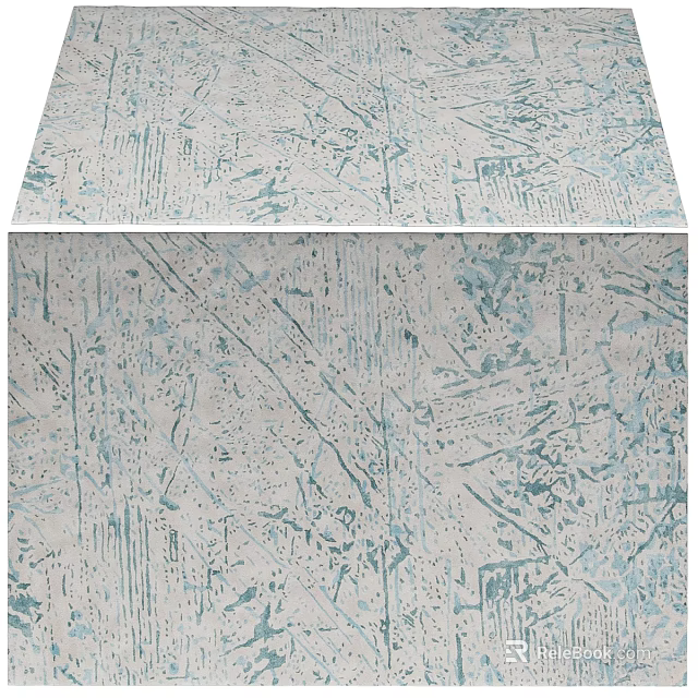 Square Rug with Light Blue and White Abstract Textured Pattern for Home Decor 3d model