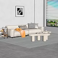 Modern double sofa coffee table combination 3d model