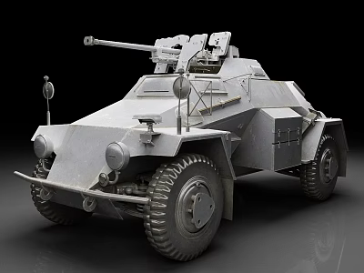 Vintage Armored Car With Turret And Large Wheels Military Vehicle Design 3d model