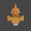 Cute Cartoon Dog Model With Orange White Fur Big Green Eyes And Tongue Out