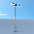 Outdoor Solar Light With Gray Lamp Head White Pole And Yellow Bracket Base 3d model