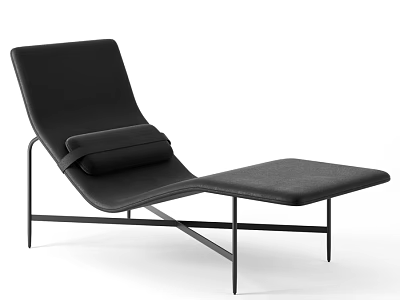 Black Modern Sofa Stool with Metal Frame and Comfortable Cushion in Minimalist Design 3d model