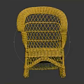 Yellow Rattan Woven Leisure Chair With Curved Backrest And Armrests Design