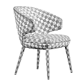 Elegant Modern Accent Chair With Beige Fabric Woven Back And Wooden Legs