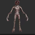 Grotesque Alien Creature Character With Gaping Head Metallic Skin And Slim Body