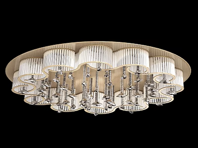 Round Modern Ceiling Light with Multiple Crystal Shades and Bright Illumination 3d model