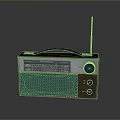 Vintage Electronic Radio With Brown Silver Design Black Handle And Antenna