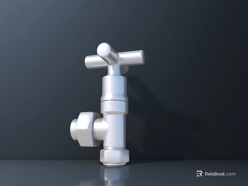 Shiny Silver Metal Water Faucet With Modern Design On Dark Background 3d model 