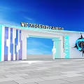 WIC 2024 Internet Light Expo Event Entrance With Modern Blue White Decor And Logo