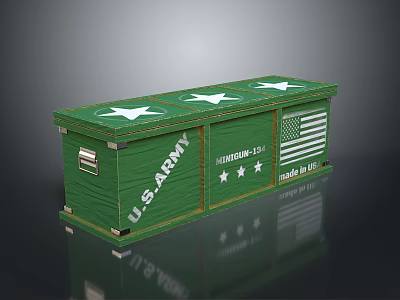 U.S. Army Green Weapon Storage Box With Stars American Flag And Made in USA 3d model