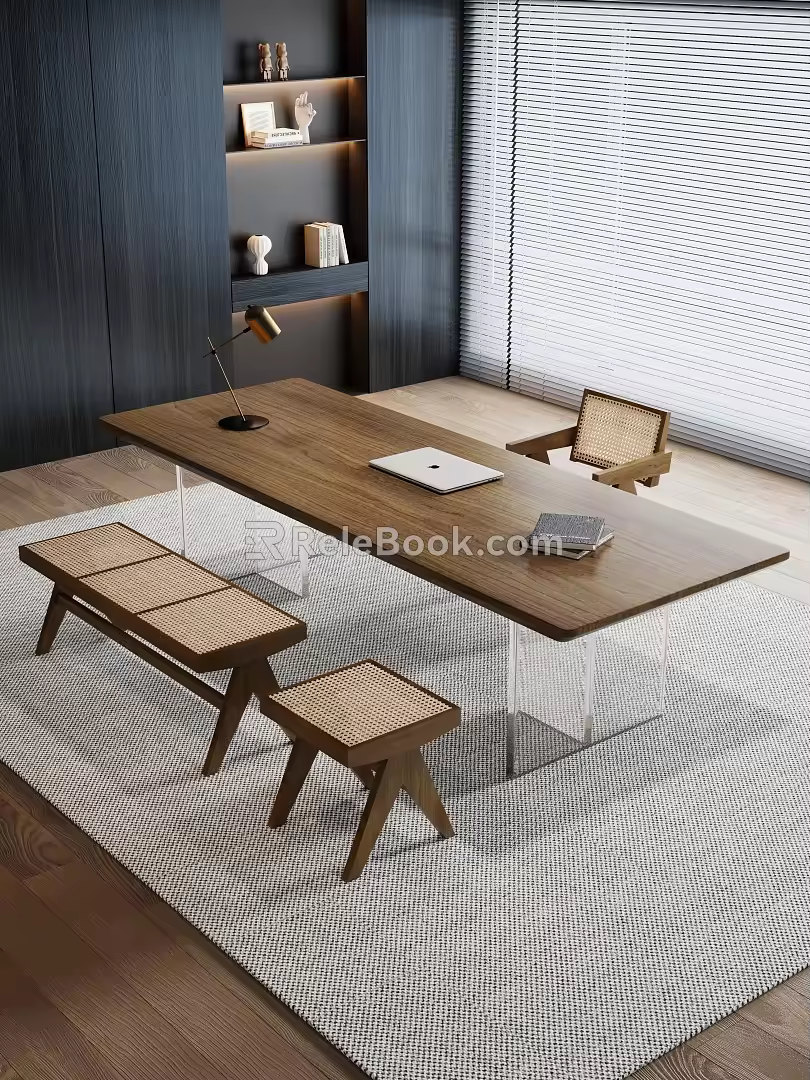 Italian Large Board Table Tea Table and Chair Combination Tea Table Tea Table Tea Room Tea Table Balcony Tea Table Desk 3d model
