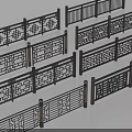 Traditional Carved Black Railings With Decorative Patterns For Home Decoration