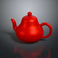Elegant Ceramic Red Teapot with Modern Shiny Finish and Smooth Curved Design
