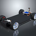 Electric Car Chassis Platform With Four Wheels And Battery Components Design 3d model