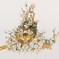 Elegant Floral Arrangement With White Roses Yellow Flowers And Dried Grass