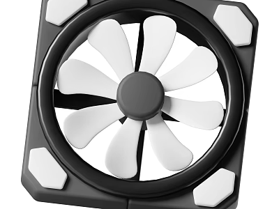 Computer Cooling Fan With Black Frame White Blades And Geometric Accents 3d model