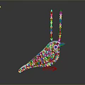 Bird Shaped Metal Hardware Tool Pendant With Diamond Inlays And Chain