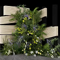 Photo Check In Spot Featuring Wooden Striped Structure Lush Green Plants And Colorful Flowers
