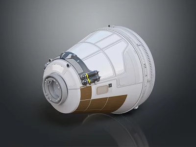 Advanced Space Capsule With Metallic Exterior Observation Windows And Hatch Door 3d model