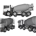 Concrete Mixer Truck Models Showcasing Different Angles And Functional Design