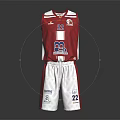 Red and White Basketball Jersey and Shorts with Number 22 and Blue Logo