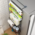 Modern Kitchen Wall Mounted Rack with Paper Towels Jars and Hanging Utensils