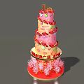 Multi tiered Celebration Cake With Red Decorations And Flower Ornaments For Fuzelife Plaza Event