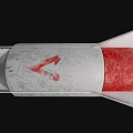 Space Rocket Component Design Featuring Yellow Red Silver Sections And Warning Symbol 3d model