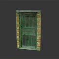 Vintage Wooden Door With Red Brick Frame And Classic Design Structure