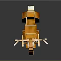 Pixel Art 3D Game Character Reindeer With Orange White Fur And Antlers