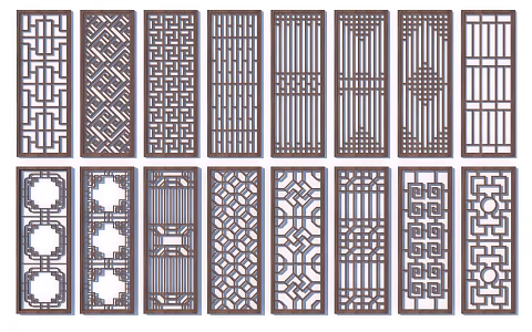Chinese-style Hollow Window Gated Wood Carved Window Door and Window Components 3d model
