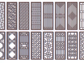 Chinese-style Hollow Window Gated Wood Carved Window Door and Window Components 3d model
