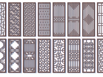 Chinese-style Hollow Window Gated Wood Carved Window Door and Window Components 3d model