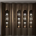 Modern Bronze Wine Cabinet With Arched Shelves And Wine Bottles