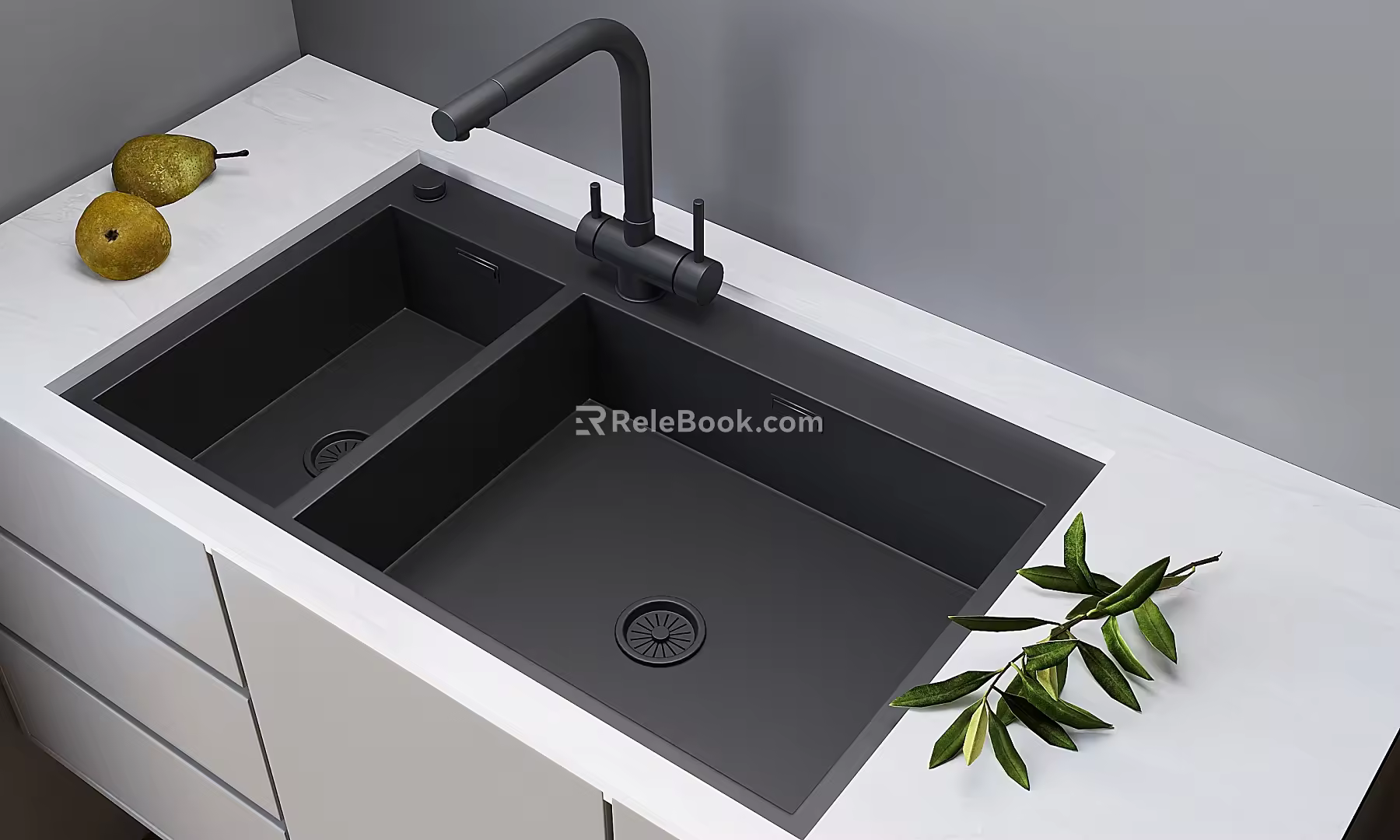 Embedded sink stainless steel sink bowl sink double sink vegetable basin sink faucet 3d model