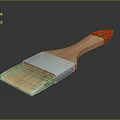Practical Household Brush With Red Handle Wooden Grip And Brown Bristles