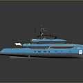 Modern Blue Luxury Yacht With Sleek Design And Upper Deck Features 3d model