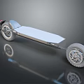 Electric Skateboard Sports Equipment With Large Wheels Silver Deck And Reflective Surface For Smooth Riding