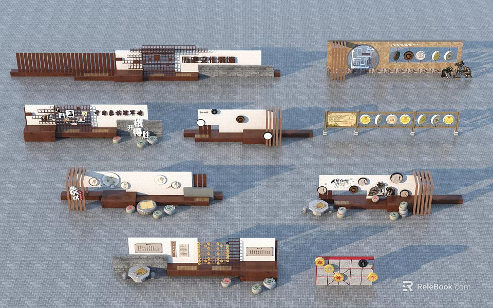 Creative Feature Wall Designs With Wooden Elements Circular Accents And Textures 3d model 