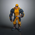 Wolverine Character In Yellow And Blue Costume With Claws