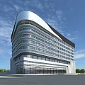 Modern Office Building With Streamlined Design Glass Curtain Walls And Multi Storey Structure 3d model