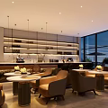 Modern Hotpot Restaurant Spacious Interior With Pendant Lights Wooden Tables Chairs And Green Plants