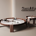 The combination of the silent wind tea table 3d model