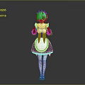 Anime Maid Character With Blue Hair Wearing Classic Maid Dress And White Stockings